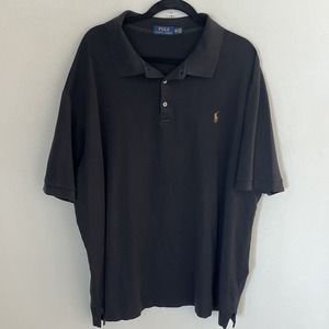 Polo Ralph Lauren Mens Short Sleeve Shirt Size 3XLT Black Collared Logo 3XL
